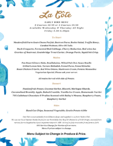 Early Bird Menu